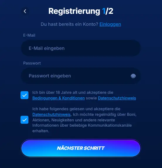 Boomerang Bet Casino Registrierungsprozess